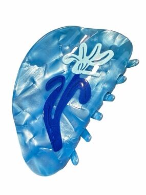 Blue Flower Acrylic Hair Clip New